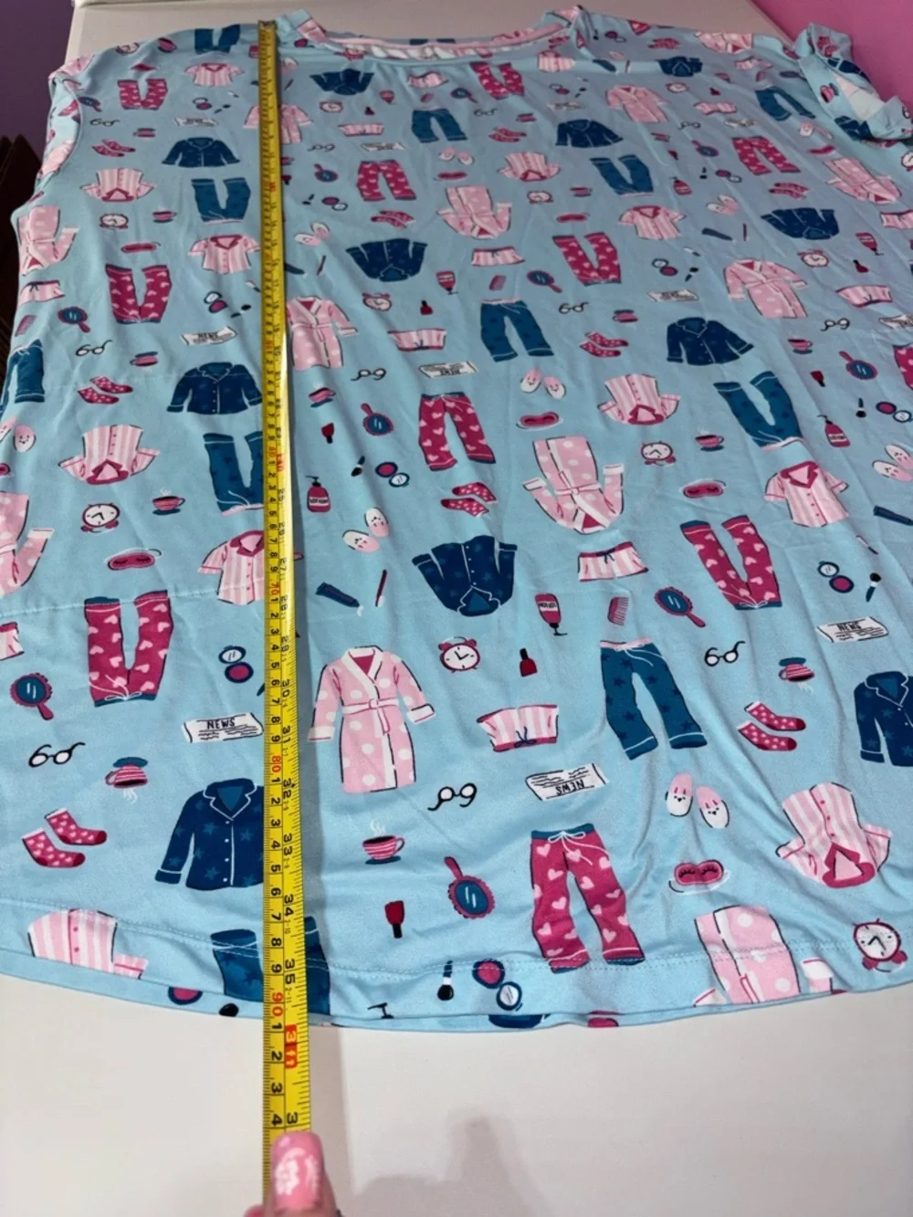 Women’s Light Blue Sleep Shirt Nightgown/House Dress with Pockets - Picture 8 of 11